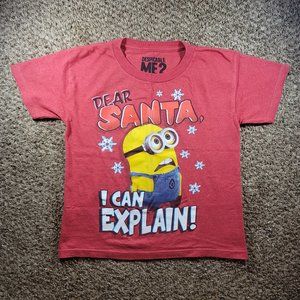 Despicable Me 2 Dear Santa, I Can Explain! Kids Christmas Shirt Size XS Red